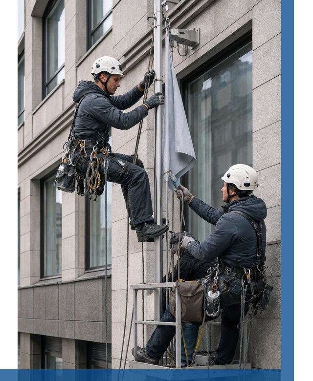 Установка флагов на фасаде в Шадринске от 4653 р. | ВЫСОТНИК-Шдр