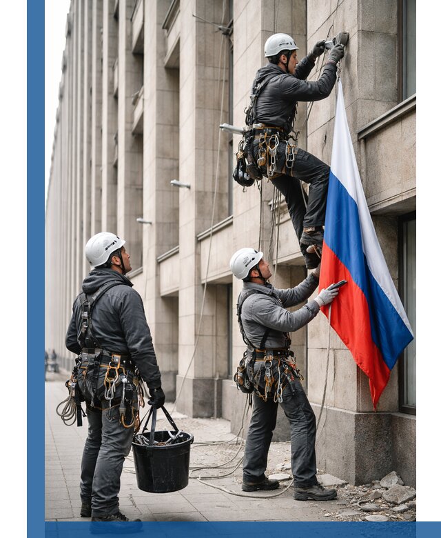 Профессиональная установка флагов на фасаде в Шадринске