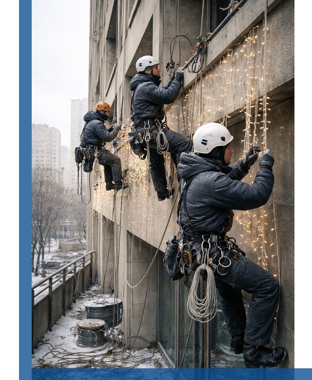 Монтаж новогодней иллюминации и украшение фасадов в Шадринске