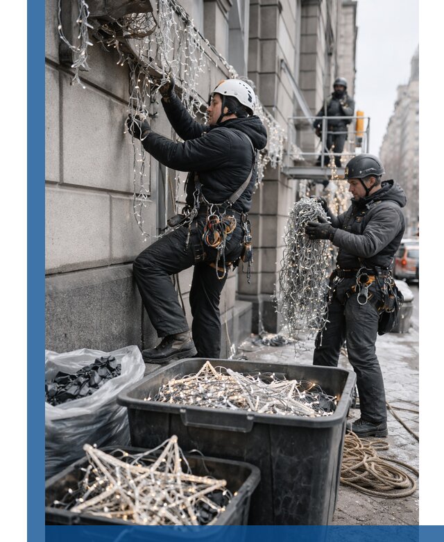 Демонтаж новогоднего оформления и гирлянд в Шадринске