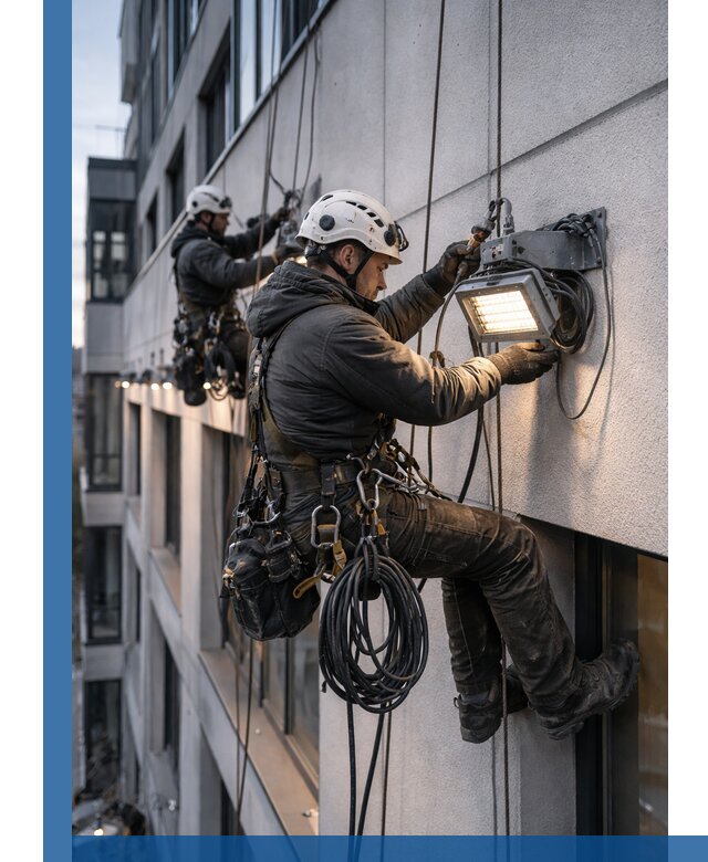 Монтаж фасадного освещения в Шадринске установка и подключение