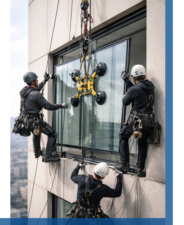 Монтаж стеклопакетов на высоте в Шадринске от 3309 р. | ВЫСОТНИК-Шдр