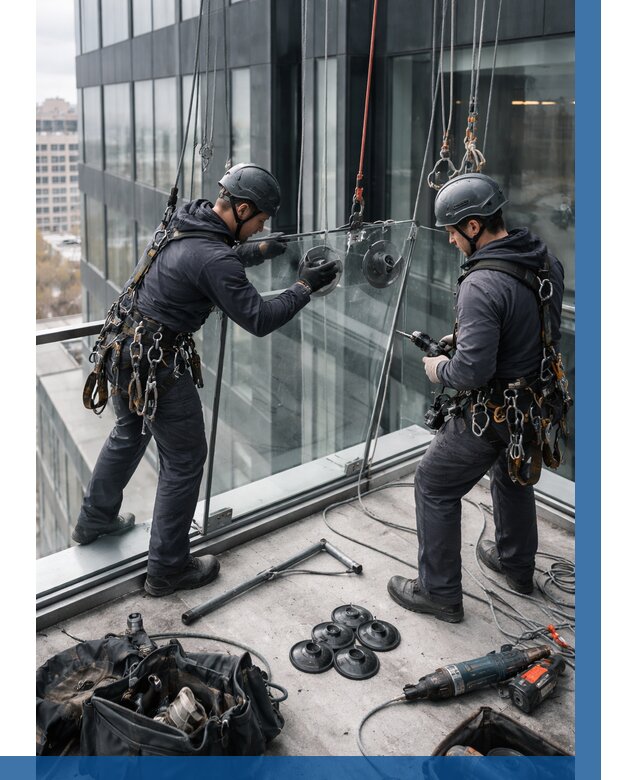 Монтаж стеклянных ограждений в Шадринске от 2585 р. | ВЫСОТНИК-Шдр