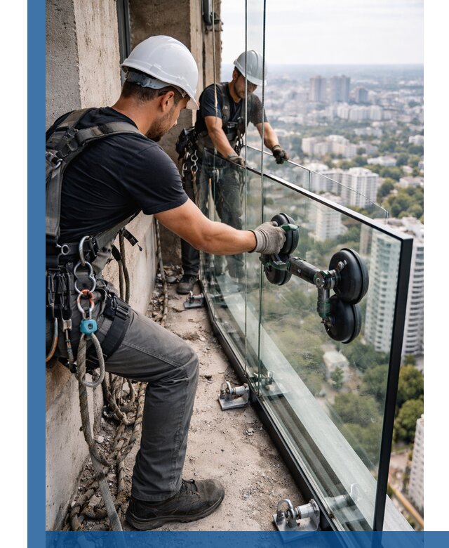 Монтаж стеклянных ограждений под ключ с гарантией в Шадринске