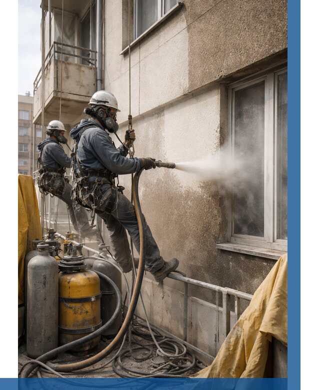 Пескоструйная очистка фасада в Шадринске от 672 р. | ВЫСОТНИК-Шдр