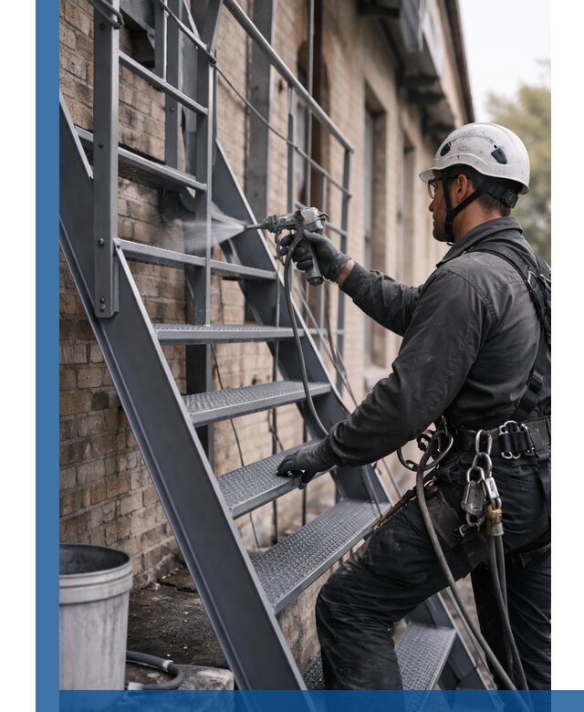 Покраска и антикоррозионная защита пожарных лестниц в Шадринске