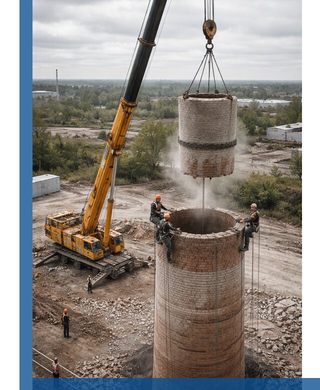 Демонтаж дымовой трубы в Шадринске с гарантиями безопасности