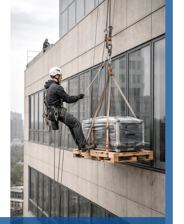 Спуск груза по фасаду в Шадринске от 3619 р. | ВЫСОТНИК-Шдр