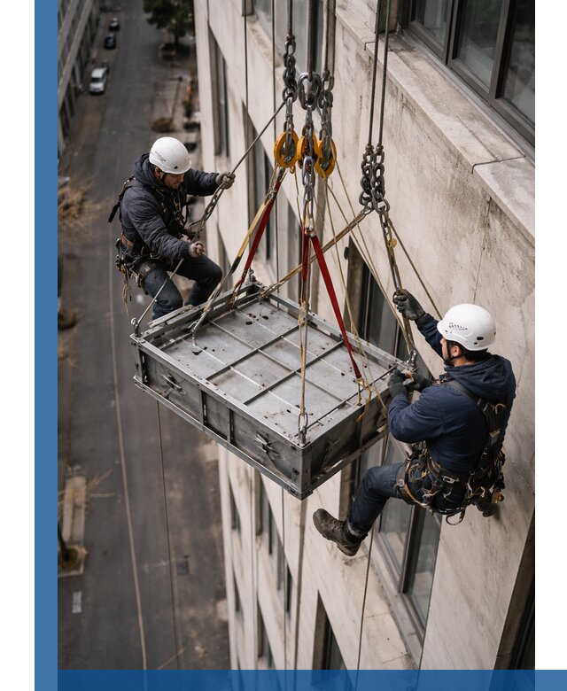 Спуск и подъем грузов по фасаду в Шадринске для зданий