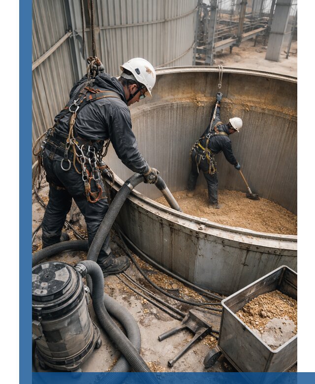 Профессиональная чистка зерновых бункеров в Шадринске с выездом