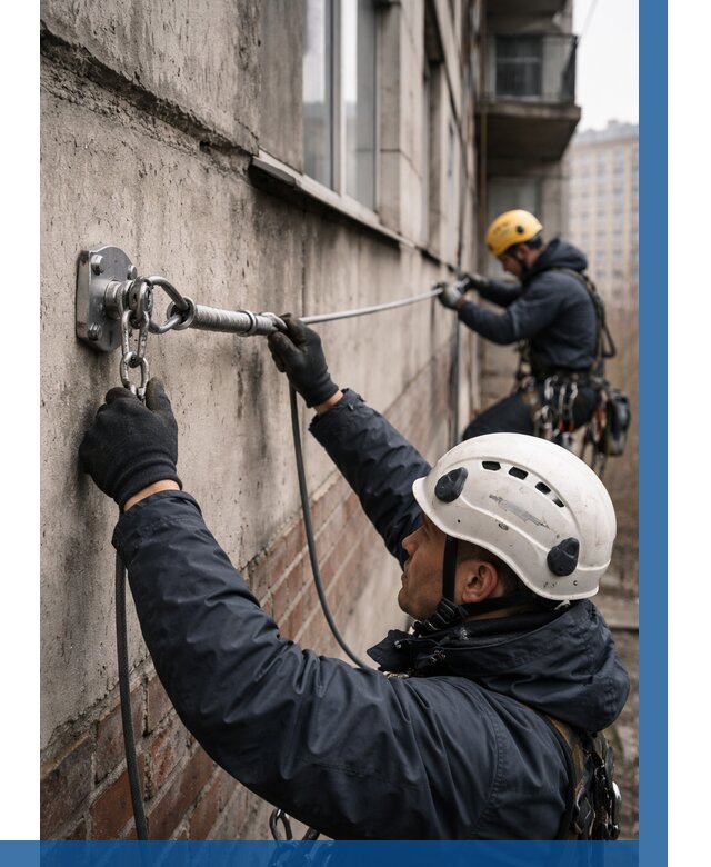 Монтаж анкерных линий в Шадринске от 3102 р. | ВЫСОТНИК-Шдр