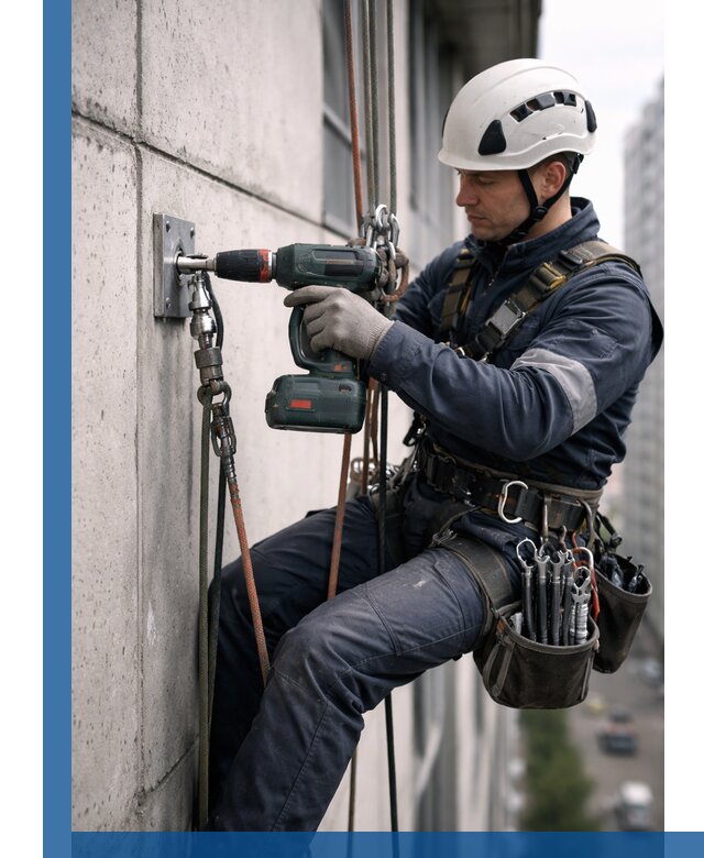 Установка анкерных точек для высотных работ в Шадринске